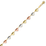 Ladies Heart Charm Bracelet in 14K Tri-Color Gold