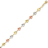 Ladies Star Charm Bracelet in 14K Tri-Color Gold