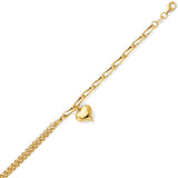 Ladies Heart Charm Bracelet in 14K Gold