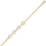 White CZ Ladies Heart Bracelet in 14K Gold