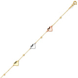 Ladies Heart Bracelet in 14K Tri-Color Gold