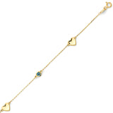 Blue, White & Black Enamel Eye Ladies Bracelet in 14K Gold