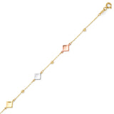 Ladies Square Bracelet in 14K Tri-Color Gold