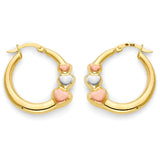 Heart Scallop Hoop Earrings in 14K Tri-Color Gold