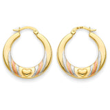 Heart Scallop Hoop Earrings in 14K Tri-Color Gold