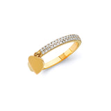 White CZ Heart Ladies Ring in 14K Gold