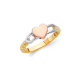 Heart Ladies Ring in 14K Tri-Color Gold