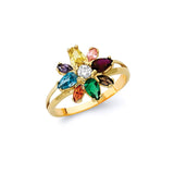 Multi-Color CZ Ladies Ring in 14K Gold