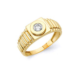 White CZ Fancy Mens Ring in 14K Gold