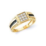 Black & White CZ Fancy Mens Ring in 14K Gold