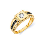 Black & White CZ Fancy Mens Ring in 14K Gold