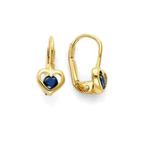 Blue CZ Heart Huggie Earrings in 14K Gold