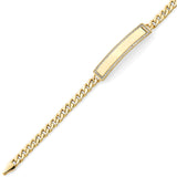 7.5 Inch White CZ Cuban Ladies ID Bracelet in 14K Gold