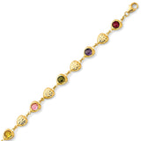 7.5 Inch Multi-Color CZ Ladies Bracelet in 14 Gold