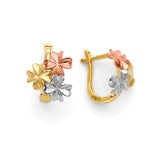 Flower Huggie Earrings in 14K Tri-Color Gold