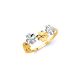 Flower Ladies Ring in Two-Tone Gold