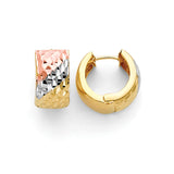 Huggie Earrings in 14K Tri-Color Gold