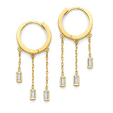 White CZ Chandelier Earrings in 14K Gold