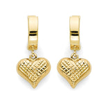 Heart Drop Earrings in 14K Gold