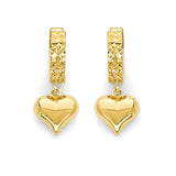 Heart Drop Earrings in 14K Gold