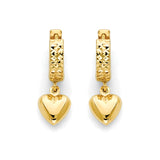 Heart Drop Earrings in 14K Gold