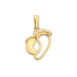 White CZ Feet Kids Pendant in 14K Gold