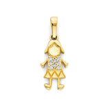 White CZ Girls Pendant In 14K Gold