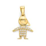 White CZ Boys Pendant in 14K Gold