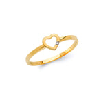 White CZ Heart Ladies Ring in 14K Gold