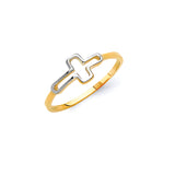 Ladies Cross Ring in 14K Two-Tone Gold