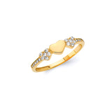 White CZ Heart Ladies Ring in 14K Gold