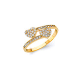 White CZ Heart Ladies Ring in 14K Gold