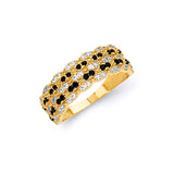 Black & White CZ Ladies Ring in 14K Gold