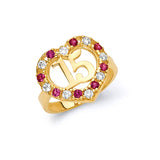 Pink & White CZ Ladies Ring in 14K Gold