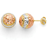 Gold Ball Stud Earrings in 14K Tri-Color Gold