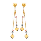 Arrow Tassle Earrings in 14K Tri-Color Gold