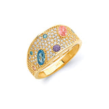 Multi-Color CZ Ladies Ring in 14K Gold