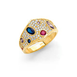 Multi-Color CZ Ladies Ring in 14K Gold