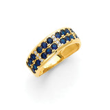 Blue & White CZ Ladies Ring In 14K Gold