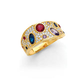 Multi-Color CZ Ladies Ring in 14K Gold