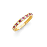 White & Pink CZ Ladies Ring In 14K Gold