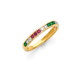 White, Pink & Green CZ Ladies Ring In 14K Gold