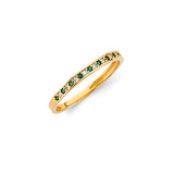 Green & White CZ Ladies Ring In 14K Gold