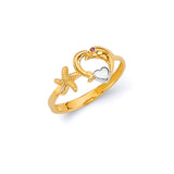 Pink CZ Dolphin Ladies Ring In 14K Two-Tone Gold