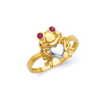 Pink CZ Frog Ladies Ring in 14K Two-Tone Gold