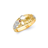 Red CZ Elephant Ladies Ring in 14K Two-Tone Gold