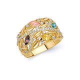 Multi-Color Ladies Ring in 14K Gold