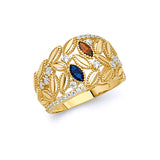 Multi-Color CZ Ladies Ring in 14K Gold