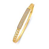 White CZ Ladies Pave ID Bracelet in 14K Gold