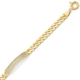 White CZ Cuban Unisex ID Bracelet in 14K Gold